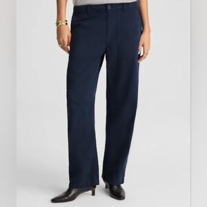 Madewell The Darted Barrel-Leg Utility Horseshoe Pant Navy Blue 27 NS282 Modern